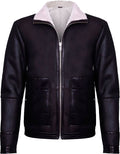 Mens Brown Soft Aviator Leather Jacket With Fur - Shearling leather