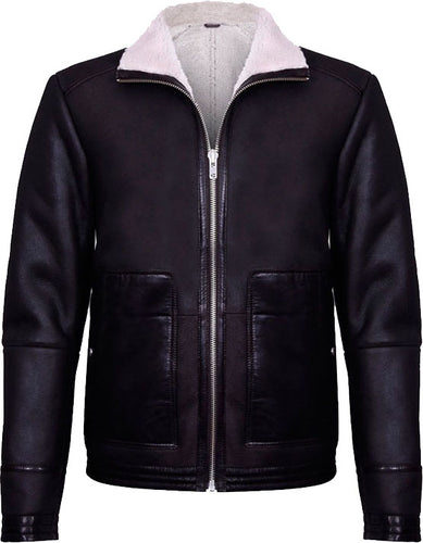 Mens Brown Soft Aviator Leather Jacket With Fur - Shearling leather