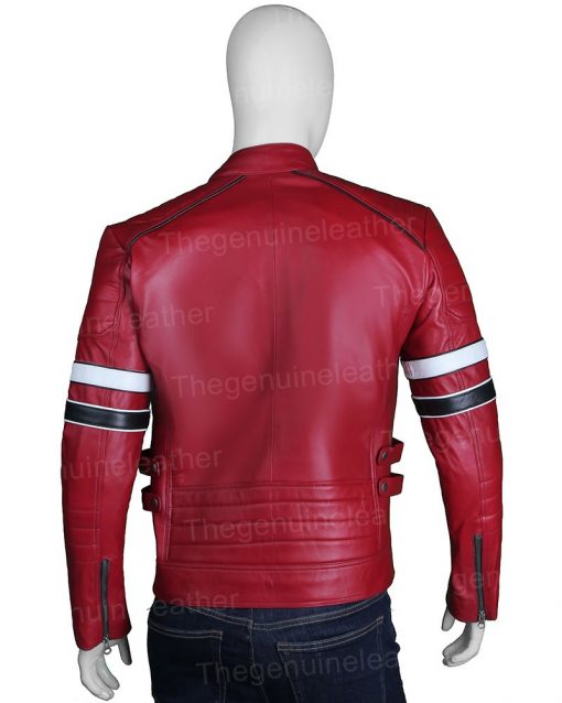 Mens Red Cafe Racer Jacket