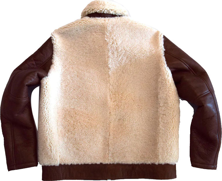 Mens Cowhide Out Tan Brown Leather Jacket With Fur - Shearling leather