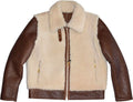 Mens Cowhide Out Tan Brown Leather Jacket With Fur - Shearling leather