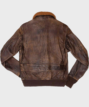 Load image into Gallery viewer, Distressed Brown Flight Bomber Jacket | Mens Shearling Bomber Jacket
