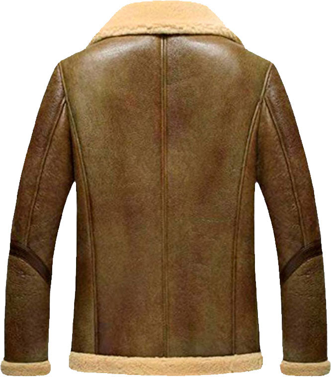 Mens Flight Short Leather Jacket With Fur - Shearling leather