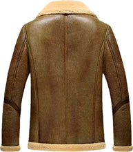 Load image into Gallery viewer, Mens Flight Short Leather Jacket With Fur - Shearling leather
