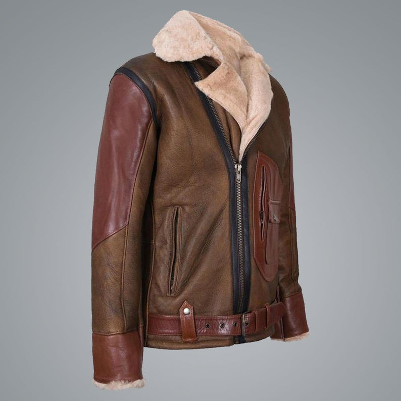 Mens RAF B3 Aviator Flying Bomber Jacket - Shearling leather