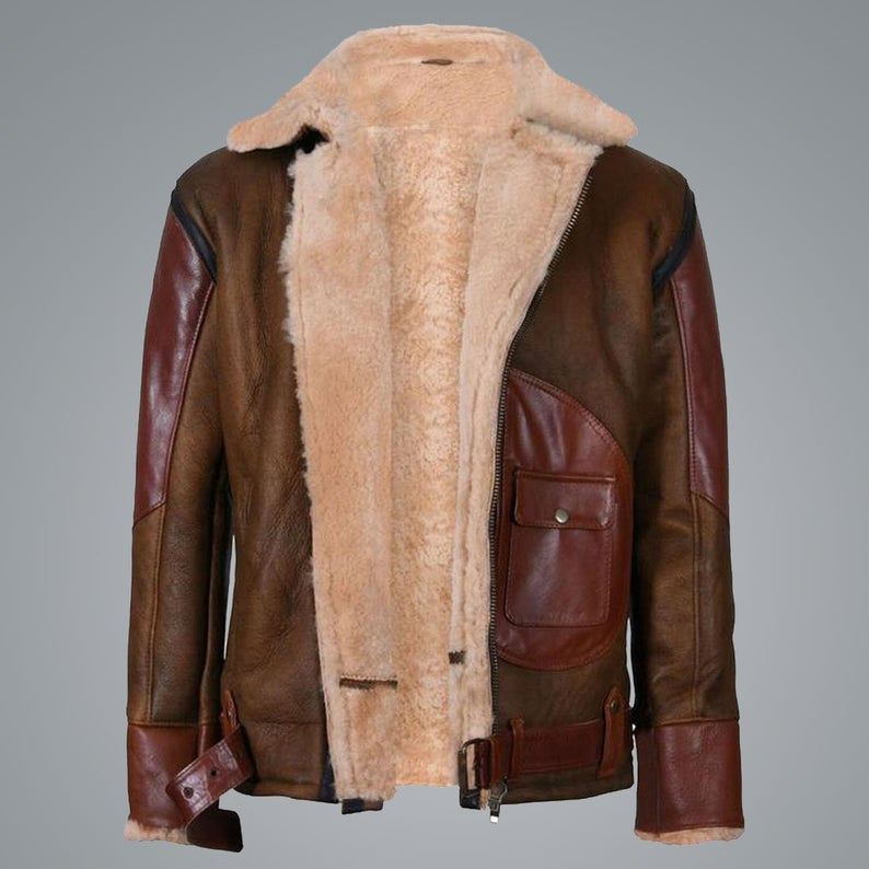 Mens RAF B3 Aviator Flying Bomber Jacket - Shearling leather