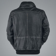 Load image into Gallery viewer, Mens Bike Racer Black Leather Jacket - Shearling leather
