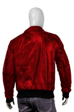 Load image into Gallery viewer, Mens Bomber Red Leather Jacket

