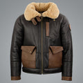 Mens Sheepskin Chocolate Black Bomber Jacket - Shearling leather