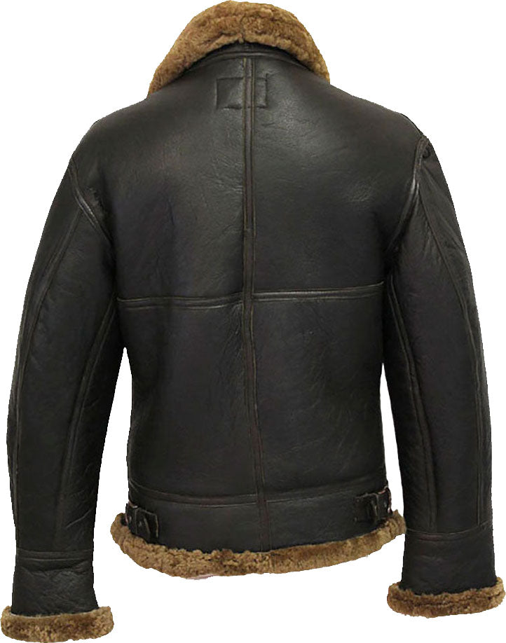 Mens Winter Aviator B3 Leather Jacket With Fur - Shearling leather