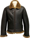 Mens Winter Aviator B3 Leather Jacket With Fur - Shearling leather