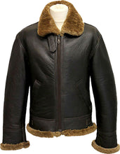Load image into Gallery viewer, Mens Winter Aviator B3 Leather Jacket With Fur - Shearling leather
