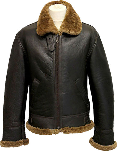 Mens Winter Aviator B3 Leather Jacket With Fur - Shearling leather
