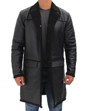 Load image into Gallery viewer, Mens Premium Black Shearling Winter Leather Coat

