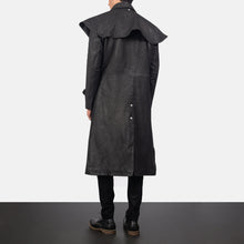 Load image into Gallery viewer, Mens Premium Sheepskin Leather Studded Black Leather Duster Coat
