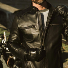 Load image into Gallery viewer, Mens Black Lambskin Leather Moto Riding Jacket
