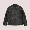 Mens Black Lambskin Leather Moto Riding Jacket