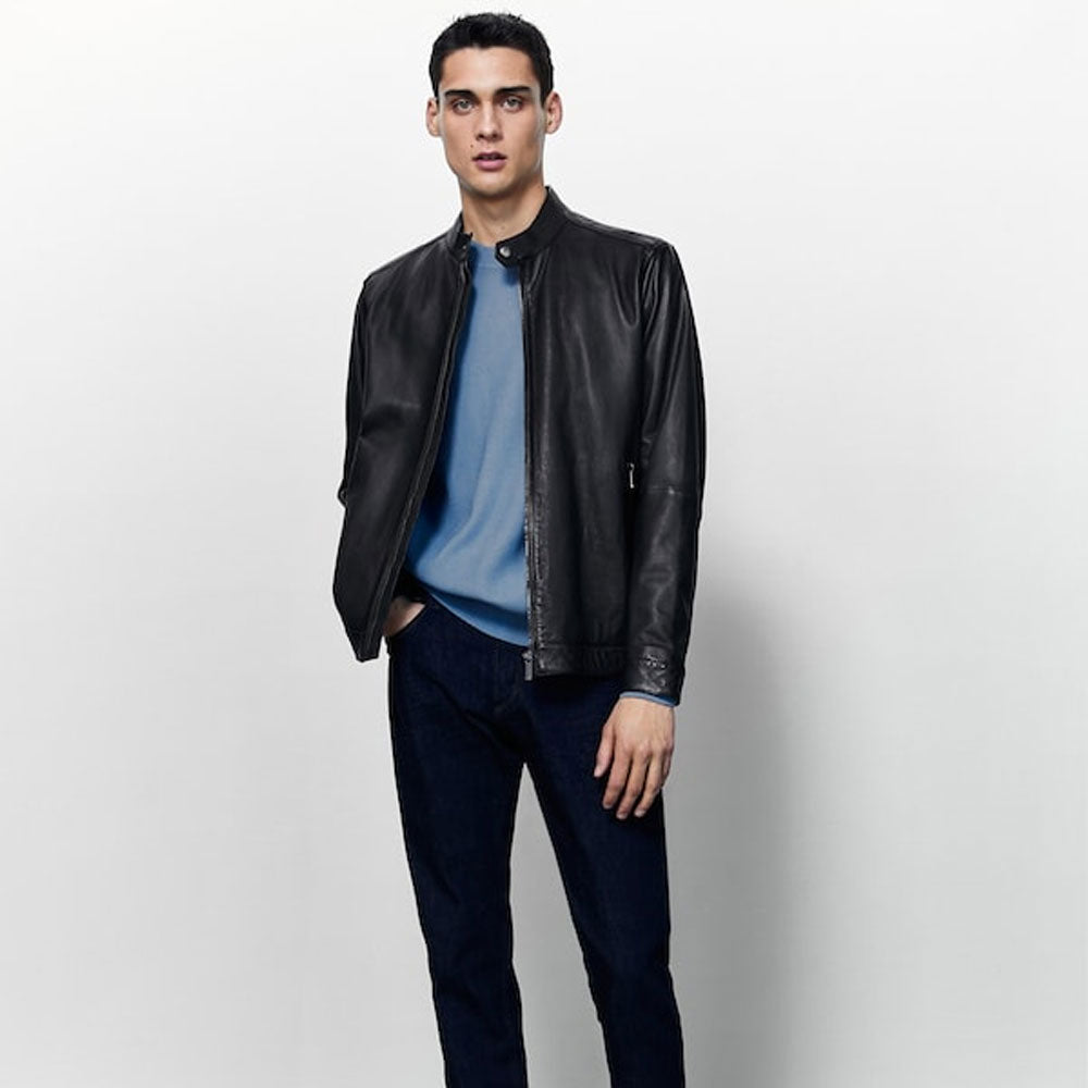 Mens Black Plane Biker Jacket