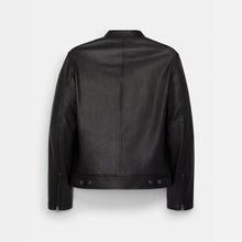 Load image into Gallery viewer, Mens Black Sheepskin Cafe Racer Leather Biker Jacket
