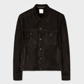 Mens Black Suede Leather Trucker Styled Jacket