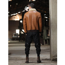 Load image into Gallery viewer, Mens Brown B3 Flight Airforce Sheepskin Bomber Jacket
