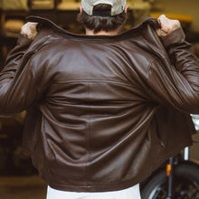 Load image into Gallery viewer, Mens Brown Cafe Racer Lambskin Leather Motorcycle Jacket
