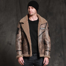 Load image into Gallery viewer, Mens Brown RAF Aviator B3 Waxed Sheepskin Leather Jacket
