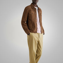 Load image into Gallery viewer, Mens Brown Suede Leather Iconic Trucker Jacket
