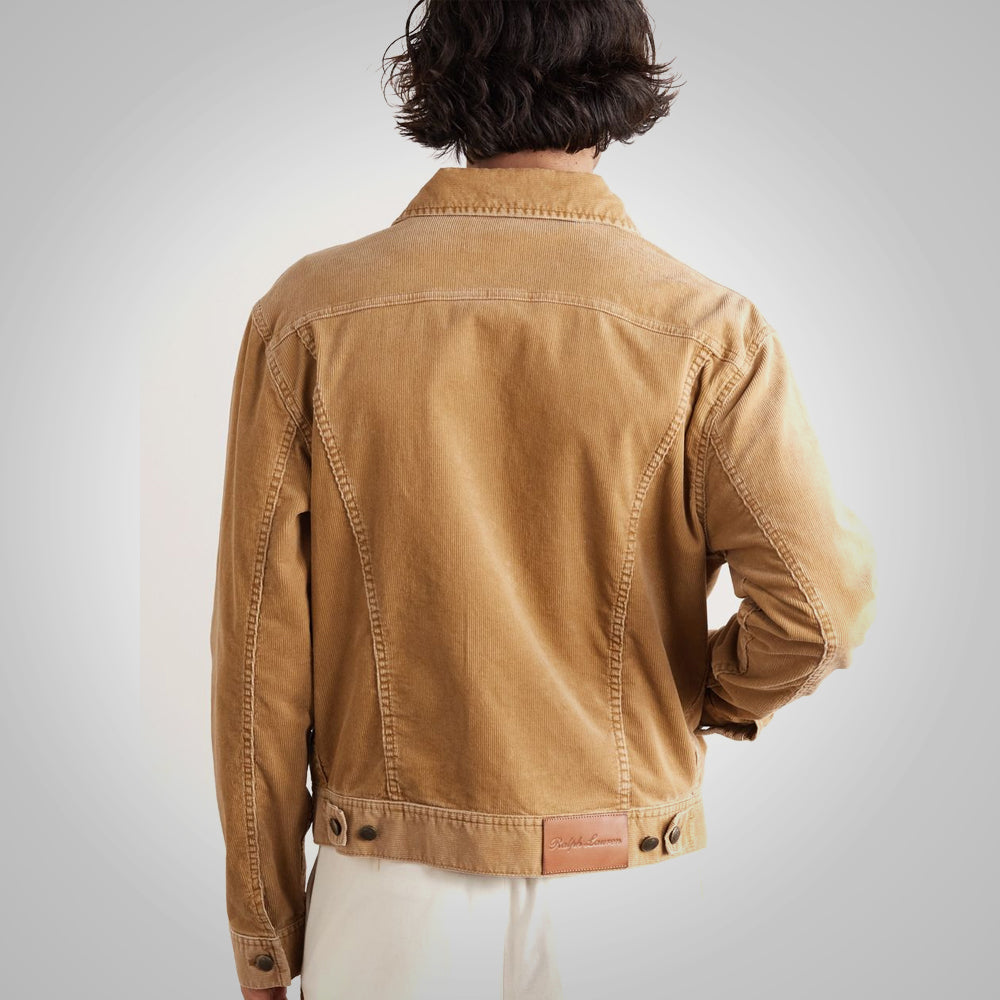 Mens Brown Trucker Style Corduroy Jacket