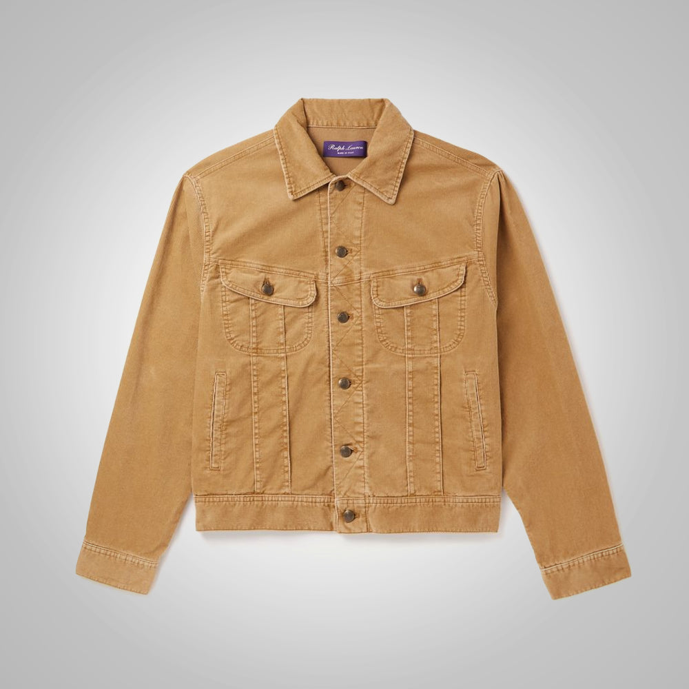 Mens Brown Trucker Style Corduroy Jacket