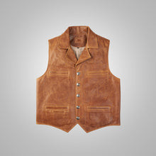 Load image into Gallery viewer, Mens Brown Western Cowboy Leather Vest
