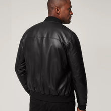 Load image into Gallery viewer, Mens Classic Black Lambskin Leather Bomber Jacket
