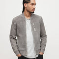 Mens Grey Suede Leather Bomber Jacket