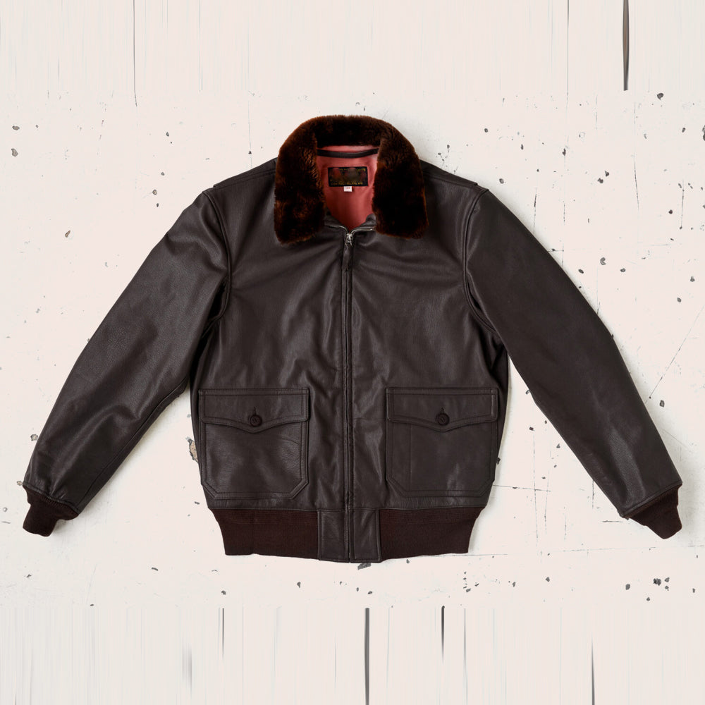Mens M-422A flight Leather Bomber Jacket - Brown Bomber Jacket