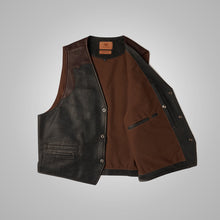 Load image into Gallery viewer, Mens Multi Color Brown Buffalo Leather Vest
