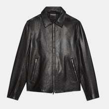 Load image into Gallery viewer, Mens Pointed Collar Black Shirt Style Leather Jacket
