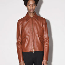 Load image into Gallery viewer, Mens Real Goatskin Shirt Style Brown Leather Jacket
