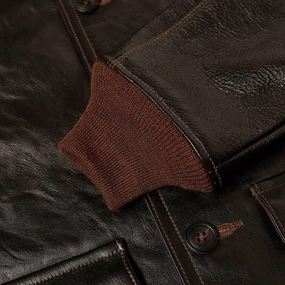 Mens Vintage Brown A-1 Flight Leather Jacket - Flight Jacket
