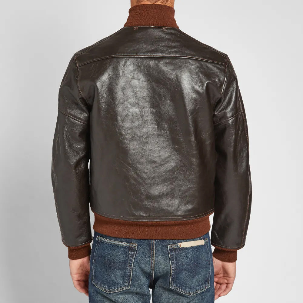 Mens Vintage Brown A-1 Flight Leather Jacket - Flight Jacket