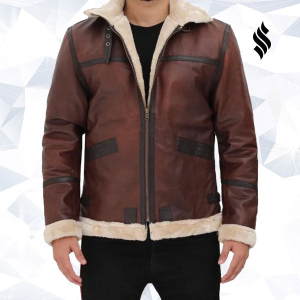 Mitchel Brown B3 Bomber Jacket Mens - Shearling leather