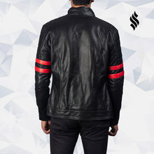 Load image into Gallery viewer, Black &amp; Red Leather Biker Jacket | Motorbike Jackets | Biker Jackets 
