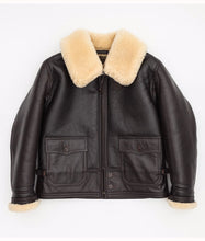 Load image into Gallery viewer, Navy M-445A Flight Shearling Leather Jacket - Shearling leather
