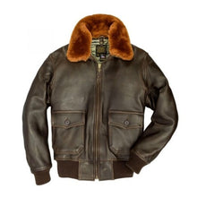 Load image into Gallery viewer, Navy Lambskin G-1 Shearling Flight Jacket | Shearling Leather Jackets
