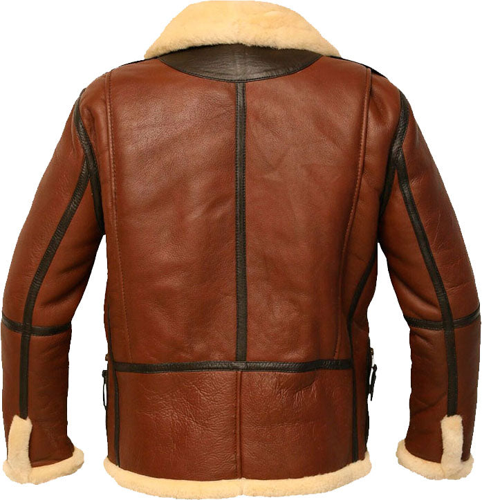 New Men’s Distresses Flight Leather Jacket With Fur - Shearling leather