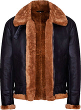 Load image into Gallery viewer, New Mens Aviator Bomber Leather Jacket With Fur - Shearling leather
