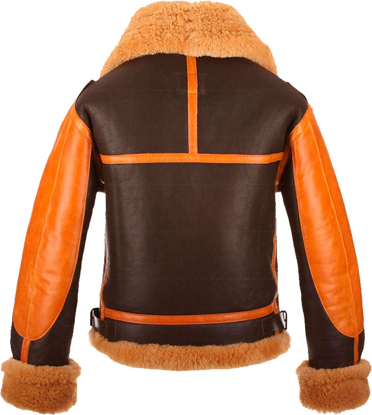 New Style Two Tone Mens Bomber Leather Jacket With Fur - Shearling leather