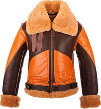 Load image into Gallery viewer, New Style Two Tone Mens Bomber Leather Jacket With Fur - Shearling leather
