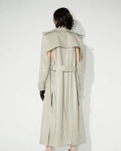 Load image into Gallery viewer, Off White Double Breasted Duster Leather Trench Coat
