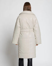 Load image into Gallery viewer, Off White Faux Leather Puffer Trench Coat
