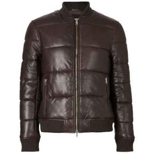 Load image into Gallery viewer, BOWEN LEATHER PUFFER BOMBER JACKET - Shearling leather
